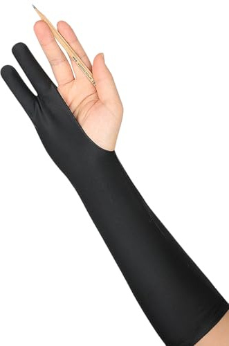 TyCylKu Zeichenhandschuh Rechte Hand - Zwei-Finger Handballen-Ablehnung Skizzen-Handschuh - Verlängerter Zeichenhandschuh - Für Maler Hände Papier Ellbogen