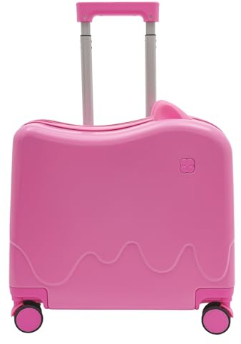 ZNLLQZN Kinderkoffer zum Draufsitzen Kindertrolley Kinder Reisekoffer, Rollkoffer mit Zugstange und Passwortschloss für 3-6 Jahren, für Kurztrips und Studienreisen, Tragfähigkeit 50-60 kg (Rosa)