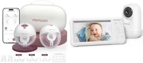Momcozy M5 Smart Milchpumpe Elektrische und Momcozy Babyphone mit Kamera 5 Zoll 1080P HD-Video Babyphone ohne WLAN