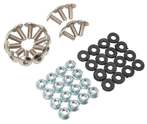 16er Set M6 Kotflügel-Schrauben mit Unterlegscheiben und Muttern für Quad | Rostfreies Material, Einfache , Kompatibel mit , Für Kotflügel und Paneele.
