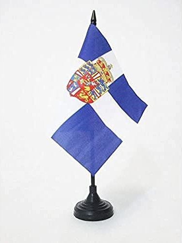 AZ FLAG - Tischflagge Königliche Standarte Von Griechenland 1936-1967 - 15x15 cm - Griechische Tischfahne 15 x 15 cm - Flaggen