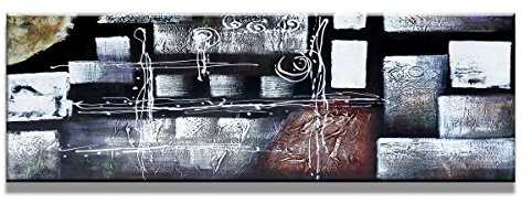 Visario Leinwandbild abstrakt grau — modernes Panorama Wandbild auf Leinwand fertig gerahmt — 120x40 cm 5724