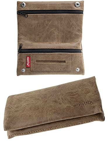 HIBRON Porta tabacco Borsello in vera pelle (58105 Marrone)