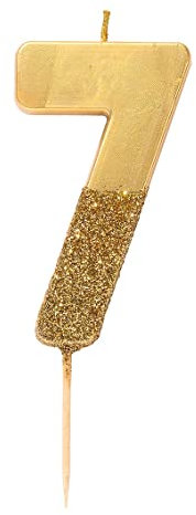 Talking Tables Gold Nummer 7 Geburtstagskerze mit Glitzer – Tortendekoration für Kinder, Erwachsene, 7., 70. Geburtstag, Jubiläum, Meilensteinzeitalter