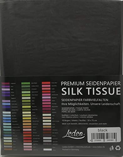 Ledeo Silk Tissue - Schwarz - 10 Blatt - 50 x 75 cm - Dekoration - Geschenkverpackungspapier