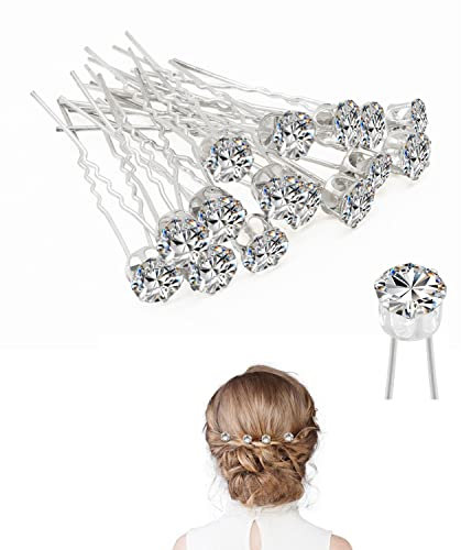 Derbway 20 Stück Kristall Haarnadeln, Hochzeit Strass Haarspangen Brauthaar Zubehör U Förmig Diamant Haarnadel für Frauen und Mädchen