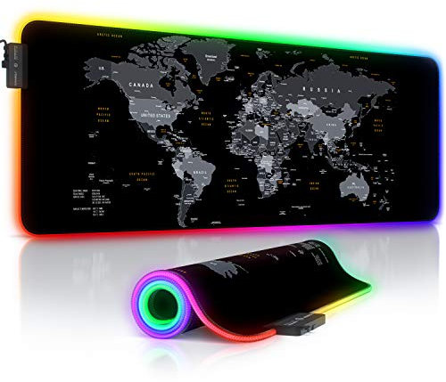 TITANWOLF - RGB Gaming Mouse Mat - 800x300 mm - XXL Extended Large LED Mouse Pad - 7 Multi Colour and 4 Effect Modes – Non Slip Rubber Base - Mice Mat for MacBook Roccat Razer PC – wipeable