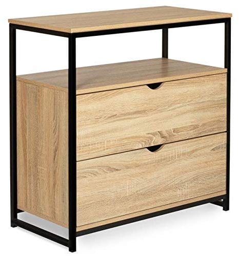 IDMarket - Commode 2 tiroirs Detroit 80 cm Design Industriel avec étagère