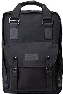 Doughnut MACAROON REBORN Black Series Rucksack Unisex 16L mit Laptopfach I Studenten-Rucksack funktionell & nachhaltig I Reise-Rucksack aus REPREVE® Recycled Fabric I handgefertigter Daypack Black