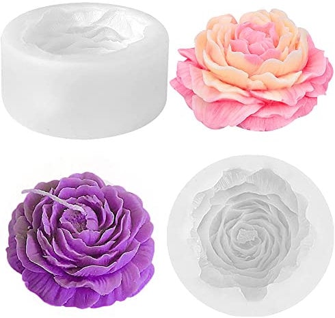Moldes para velas de panal de peonía grande en 3D, molde de silicona con flores y rosas, cera de soja, cera de abeja, jabón de aromaterapia, moldes para hornear chocolate para cumpleaños