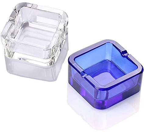 Lxuwbd Aschenbecher, Kristallglas Aschenbecher (blau weiß, klein)