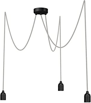 Relight Pendelleuchte 3-flammig Kraken (höhenverstellbar), E27 Lampenfassungen aus Bakelit, 3x 1.5 Meter Textilkabel Creme-Weiß