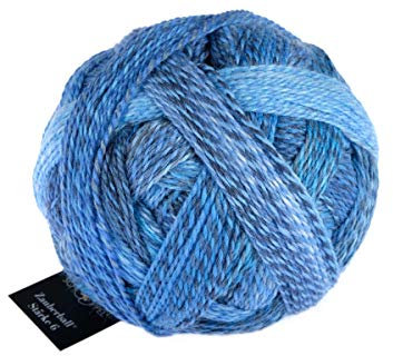 Schoppel Zauberball Stärke 6, Farbe 2438 Indigo, 150 Gramm, bunte, dicke Sockenwolle 6-fädig mit Farbverlauf, Socken stricken, häkeln