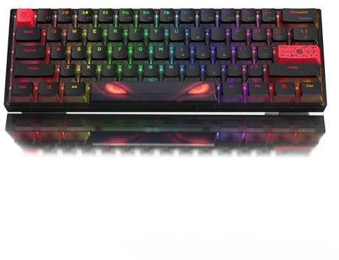 Womier WK61 Clavier de jeu filaire mécanique RVB à 60 %, clavier crémeux remplaçable à chaud avec touches PBT, interrupteur rouge linéaire pour Windows/Mac - Noir