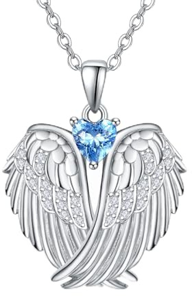 KINGWHYTE Schutzengel Halskette Sterling Silber Engel Flügel Halskette mit Herz Zirkon Flügel Anhänger Halskette Engel