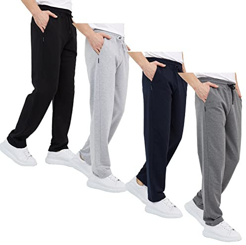Comeor Jogginghose Herren Baumwolle Sweathose - Lange Sport Hose - Jogger Trainingshose, Relaxing, 4 Pack Schwarz/Dunkelgrau/Dunkelblau/Hellgrau