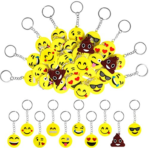 Annhao 30 Pezzi Portachiavi Bambini Emoticon Smile Regali Gadget Compleanno Pensierini di Natale Festa Adulti