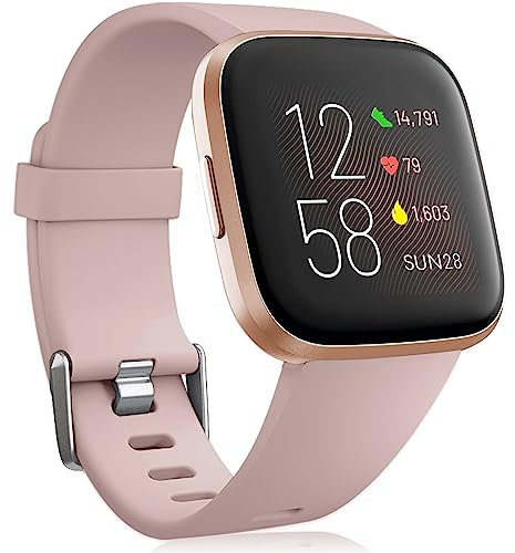 Oielai für Fitbit Versa 2 Armband/Fitbit Versa Armband, Silikon Sport Klassisch Ersatzarmband Armbänder Kompatibel mit Fitbit Versa Lite/Fitbit Versa 2/Fitbit Versa für Frauen Männer, Klein Nackt Rosa