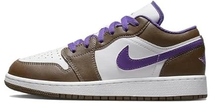 NIKE Air Jordan 1 Low, Basketball Shoes Men, Palomino Wild Berry White, 6 UK