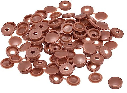 sourcing map 100 Stück 5 mm Scharnierschrauben Abdeckkappen Kunststoff Faltschraube Snap Abdeckungen Unterlegscheibe Flip Schraube Schutz Abdeckung für M3 M4 M5 Schrauben, Braun