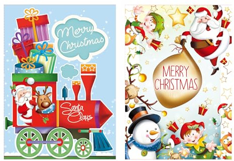 ARKRAFT Set 2 Weihnachtskarten Weihnachten mit Geldfach 17 x 12 cm roter Umschlag (F)