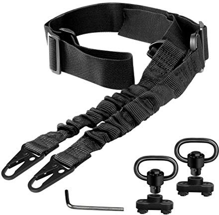 2-Punkt-Schlinge, Verstellbarer Riemen, Zwei-Punkt-Schlinge mit 2 Sätzen Schnellverschluss-Ringschnallen und Kleinem Schraubenschlüssel (schwarz1)
