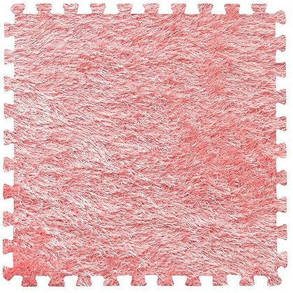 16 Stück Verdickte, Ineinandergreifende Teppichfliesen, Schaumstoff-Bodenmatte, Schützende, rutschfeste Spielmatte Für Schlafzimmer,12x12 Zoll(Color:Pink)