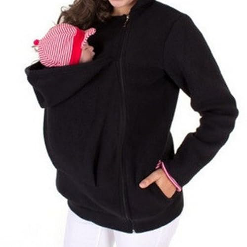 Mdrcg 3 en 1 Porte-bébé Maternité Veste Multifonctionnel Hiver Femme,Kangourou Veste de maternité, Longues Convient pour L'automne Et l'hiver,Noir,L