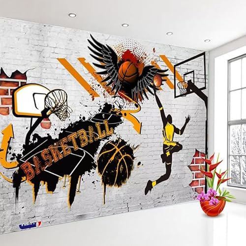 YOITS Benutzerdefinierte 3D-Wandbilder, Tapete, Basketball-Poster, Fotohintergrund, Tapete für Schlafzimmerwände, Papel-Wandbild (B) 250 × (H) 160 cm