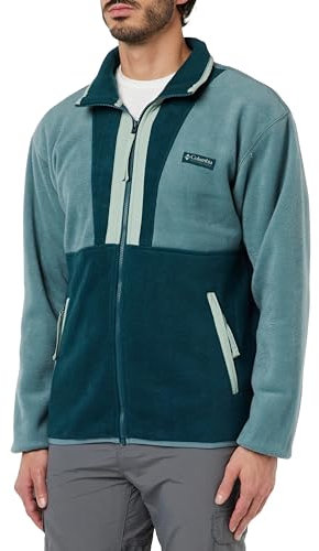 Columbia Men's Back Bowl Full Zip Fleece Polo Sweater, green, M