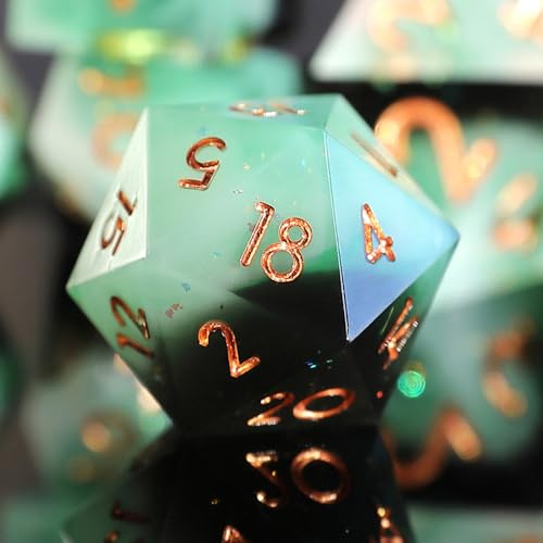 Dadi D&D D4 D6 D8 D10 D12 D20 D% Dadi DND Set 7 pezzi Poliedrici Fatti a Mano Resina con Bordi Affilati per Dungeons and Dragons Pathfinder Roll Giochi da tavolo Giochi RPG MTG con Confezione Regalo
