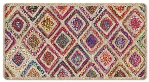 vidaXL Teppich, Waschbar Bodenteppich mit auffälligem Muster, Wohnzimmerteppich rutschfest Pflegeleicht, Kurzflor Matte Vorleger, Mehrfarbig 80x150cm