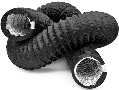 H&C VENT Flexibler Abluftschlauch Lüftungsschlauch - mit Aluminium - Isolierung PVC - Rohr- Flexschlauch - Belüftungsausgang Flexrohr für Klimaanlagen, Wäschetrockner (Schwarz, Ø 160mm / Länge 3M)