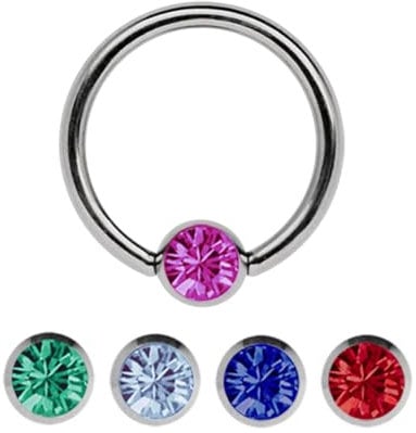 Titan Piercing Lippenbändchen Set2, Ring in 1,2 x 7 mm mit fünf 3 mm Steinplatten