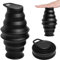 XINSUO Borraccia Pieghevole,500ml Borraccia Pieghevole in Silicone,Borraccia Pieghevole Senza BPA,Portatile Borraccia da Palestra,Tazza riutilizzabile, portatile e comprimibile (9,5 x 4,3 cm, nero)