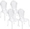 Baroni Home 4er-Set Barocke Stühle aus transparentem Polycarbonat, Elegantes Design, Sitzgelegenheiten und wasserdicht für Wohnzimmer, Esszimmer, Schlafzimmer, 53x53x100 cm (Transparent)