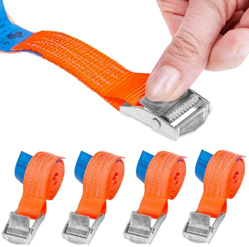 INTAKO 4 Stück Spanngurte Kurz (0,5–4 m) – 250 kg 25 mm – TÜV & DIN geprüft – Kleine Spanngurte mit Klemmschloss, Spannriemen, Gurtband, Gurte zum Befestigen (3m)