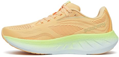 Saucony Women's Ride 18 Sneaker, Peach/Sunny, 5.5