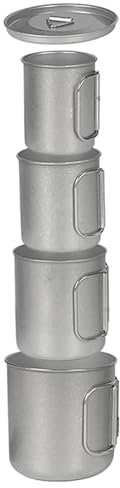 Juego de 4 vasos de metal para camping, de acero inoxidable, para senderismo, caza y aventuras de supervivencia