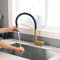 XJTNLB Grifo Fregadero Abatible y Extraible Oro Cepillado Grifo de Cocina Plegable con Ventana Frontal Grifos Cocina Fregadero Extraible 2 Funciones Caño