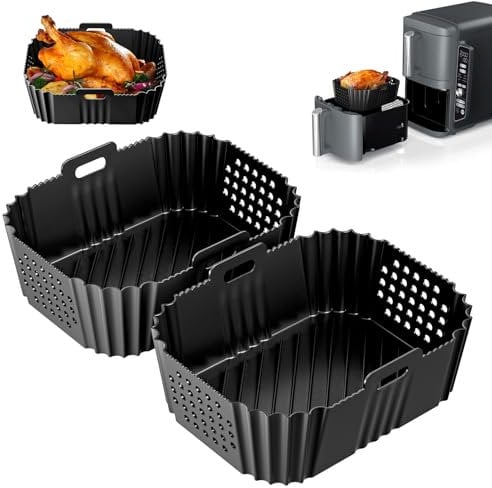 2 Moule Silicone Air Fryer pour Ninja Double Stack SL400EU AF400EU AF300EU, Plat Silicone Air Fryer Accessoire Air Fryer Moule Air Fryer pour Ninja/Cecotec/CHEFREE/Innsky 8-9L Dual Zone Airfryer