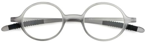 KoKoBin Retro Lesebrille Herren und Damen runde Lesehilf Sehhilfe Brille TR90 Vollrahmenbrille (Grau, 3.5, Dioptrien)
