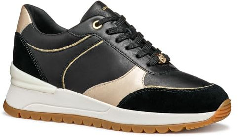 Geox D Desya A, Zapatillas Mujer, Black Lt Gold, 36 EU