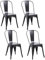 JZGORC Lot de 4 Chaises de Salle à Manger de Style Industriel Rétro, Aspect Métal, Design Empilable, Chaises pour Restaurants, Bistros, Cafés, Mariages dans Le Jardin - Noir