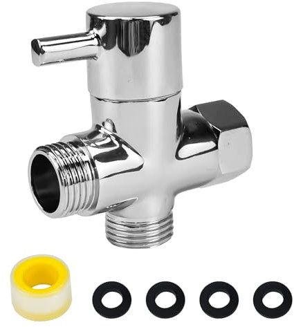 NAROSEBE G1/2 Válvula Desviadora 3 Vías Shower Válvula Desviadora Ducha Distribuidor Agua Barra Ducha Valvula Cambio Modo Ducha Desviador de Agua Válvula T Ducha Recambios + Junta, Cinta fontaneria