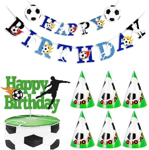 Football Birthday Decorations for Boys Soccer Birthday Party Supplies, Football Cake Decoration, Football Themed Birthday Decorations, Soccer Birthday Banner & Topper