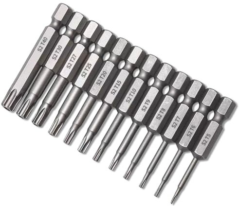 12 Pezzi Set Inserti Torx Per Avvitatore Professionali,Punte Magnetico Per Cacciavite,1/4 Codolo Esagonale Torx,Set Punte Avvitatore,50 mm,T5,T6,T7,T8,T9,T10,T15,T20,T25,T27,T30,T40