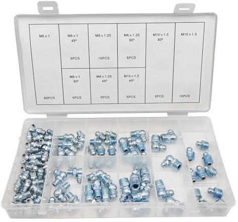 110-teiliges Hydraulisches Fettzerk Sortiment Set 45-90-Grad Fettpressen Armaturen Gerades Und Abgewinkeltes Fett Für Fettpressen