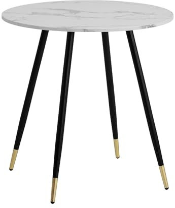 FineBuy Esszimmertisch 75x75x76 cm Marmor-Optik Esstisch Modern, Küchentisch mit Metallbeinen, Kleiner Speisetisch Esszimmer Rund