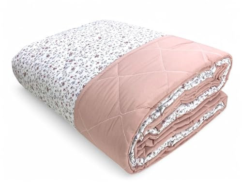 Tex family Trapuntino Fiocco Fiorellino Rosa - Copriletto Trapuntato Mezza Stagione - 100% Microfibra Morbida - Made in Italy - Matrimoniale 2 PIAZZE